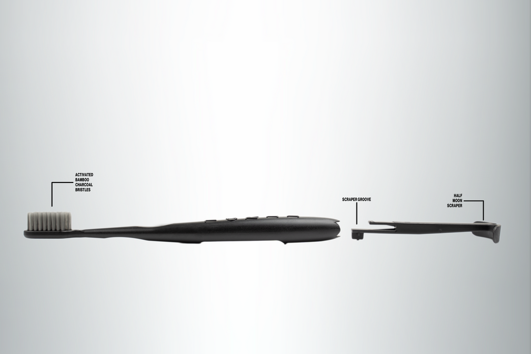 Tokii –  Toothbrush with attached Sliding Tongue Scraper