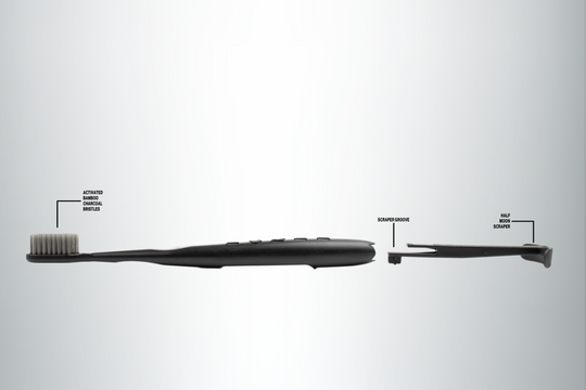 Tokii –  Toothbrush with attached Sliding Tongue Scraper
