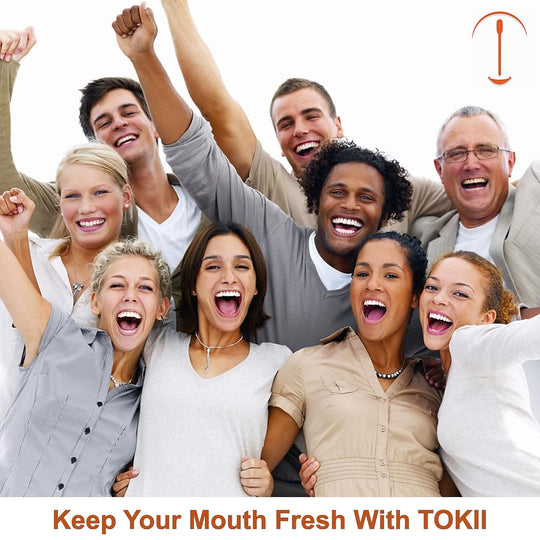 Tokii –  Toothbrush with attached Sliding Tongue Scraper[White]