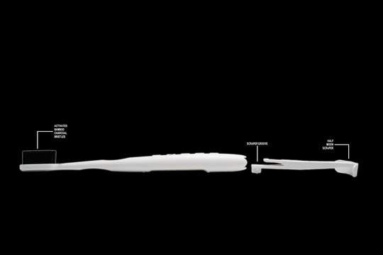 Tokii –  Toothbrush with attached Sliding Tongue Scraper