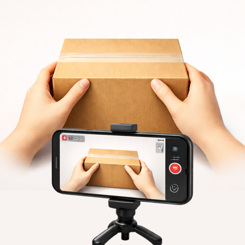 Customer Shooting a clear unboxing video 